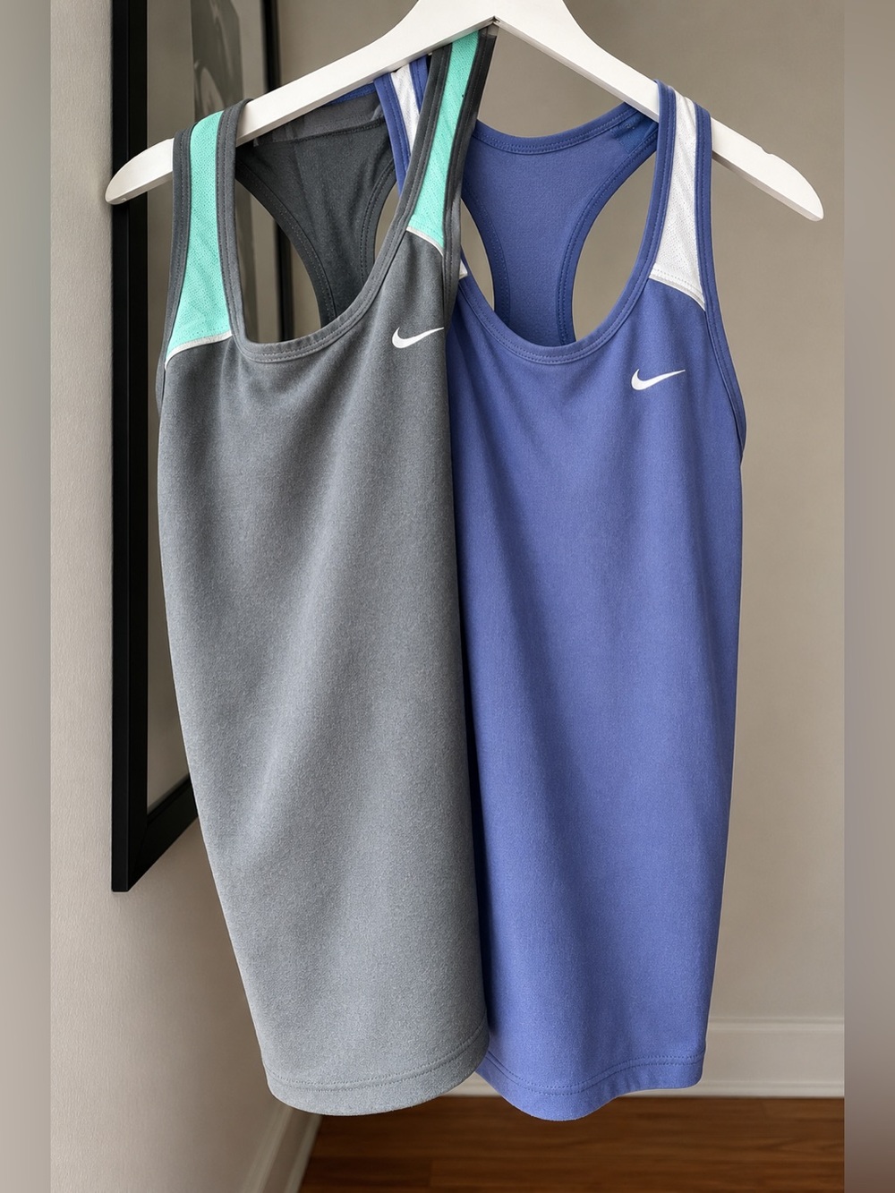 Nike Dri-FIT Racerback Tank Bundle 2-Pack Gray Blue Size S